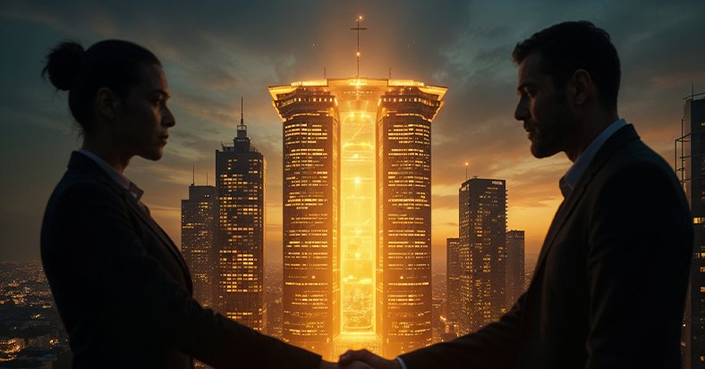 A professional man standing in front of an easel presenting to people who are seated. 